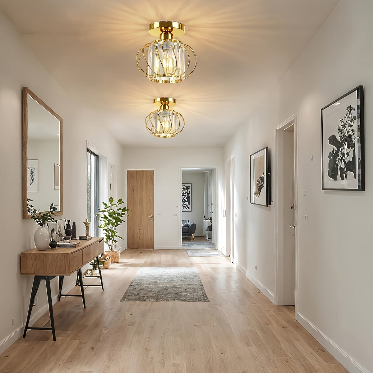 Modern Industrial Cage Ceiling Light – Elegant Semi-Flush Mount Fixture