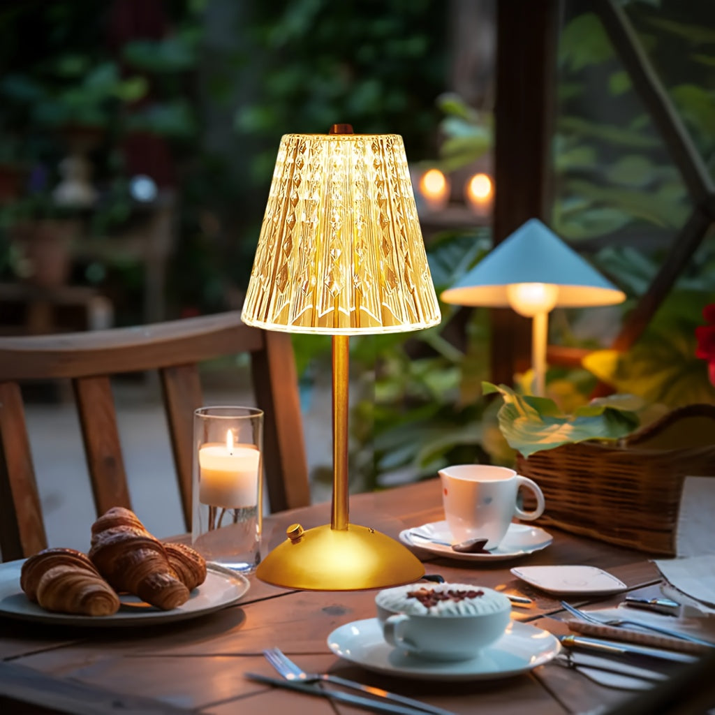 Crystal Touch Table Lamp with USB Rechargeable Convenience