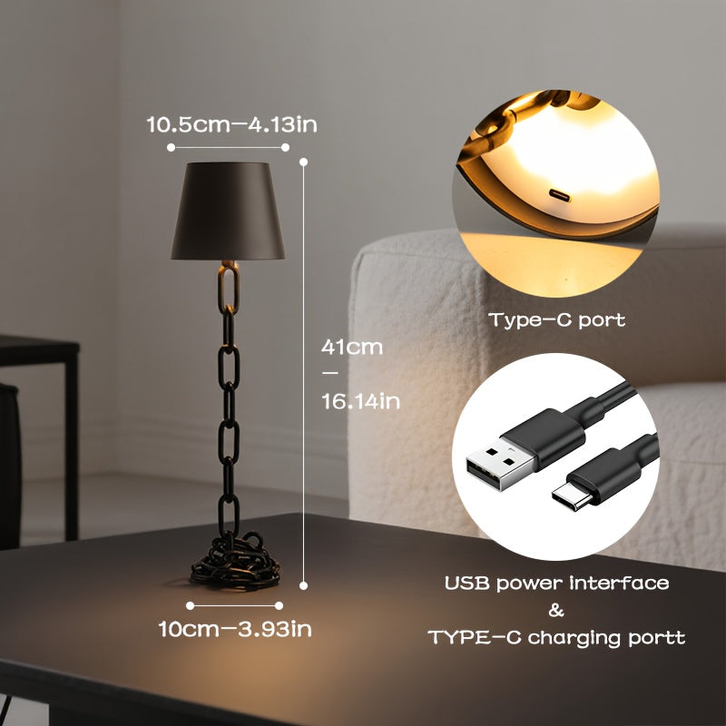 Modern Chain-Link Table Lamp – Rechargeable Touch-Control LED Light