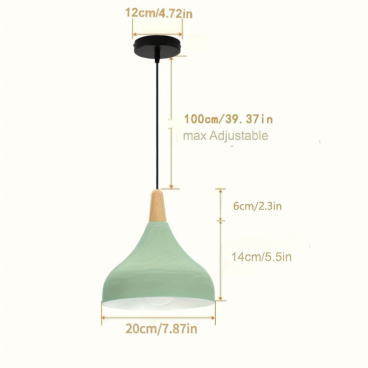 Modern Teardrop Pendant Light – Metal & Wood Hanging Lamp