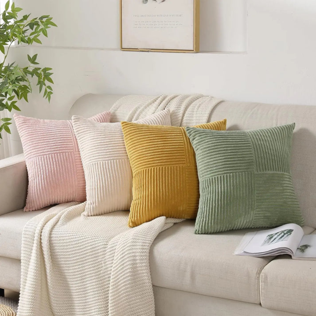 Luxury Striped Corduroy Cushion Covers | Stylish Throw Pillow Covers