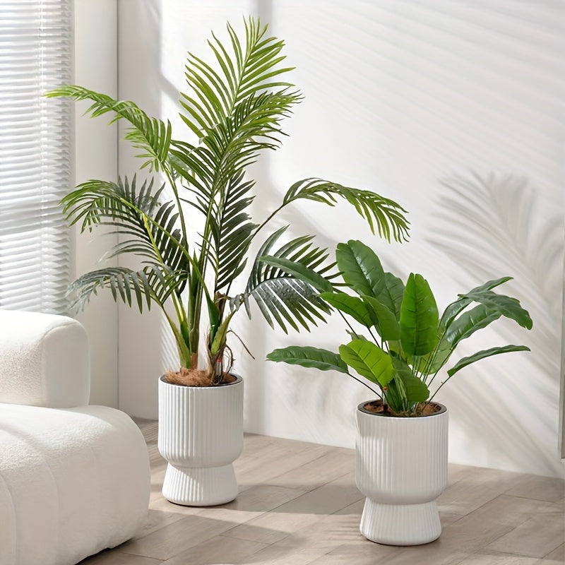 White Self-Watering Flower Pot – Modern Wine Glass-Style Planter with Water Level Indicator