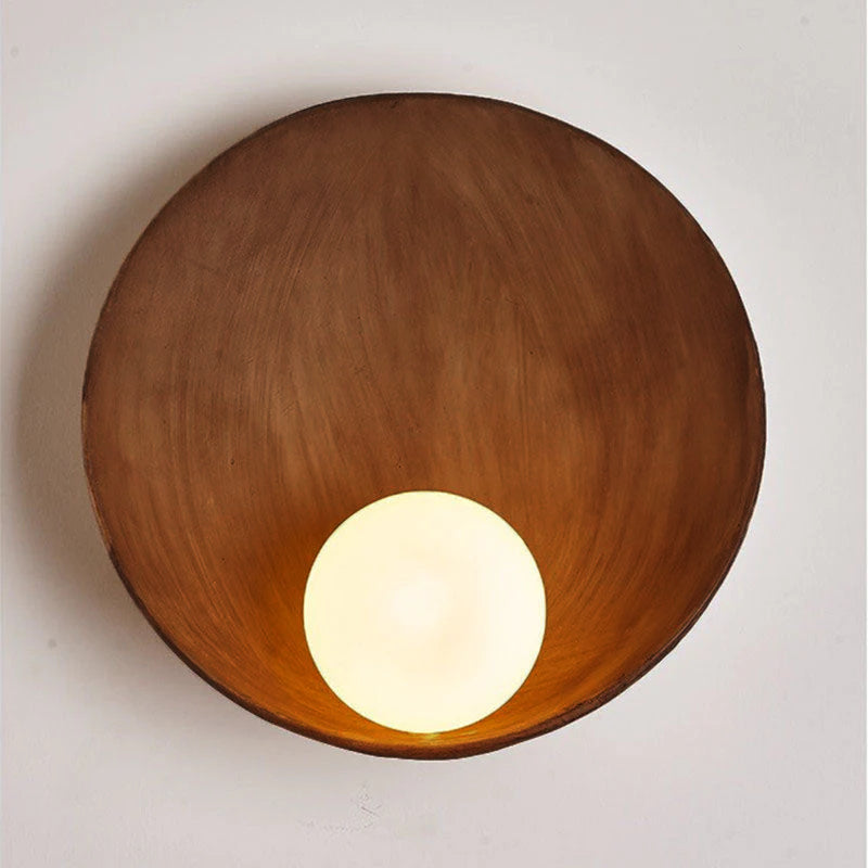 Modern Minimalist Round Wall Sconce – Resin & Iron Accent Lighting