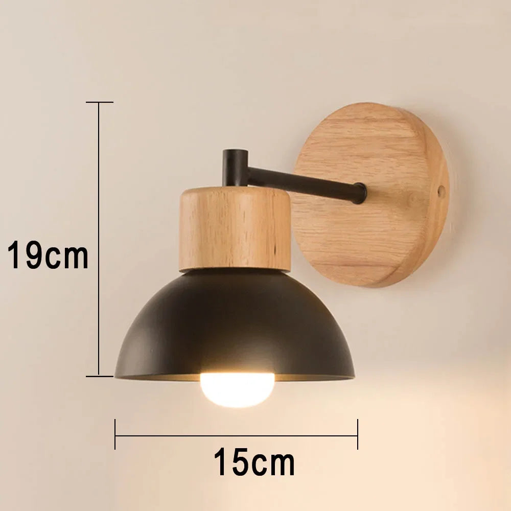 Modern Nordic Wood & Metal Wall Lamp – Stylish Bedside Light
