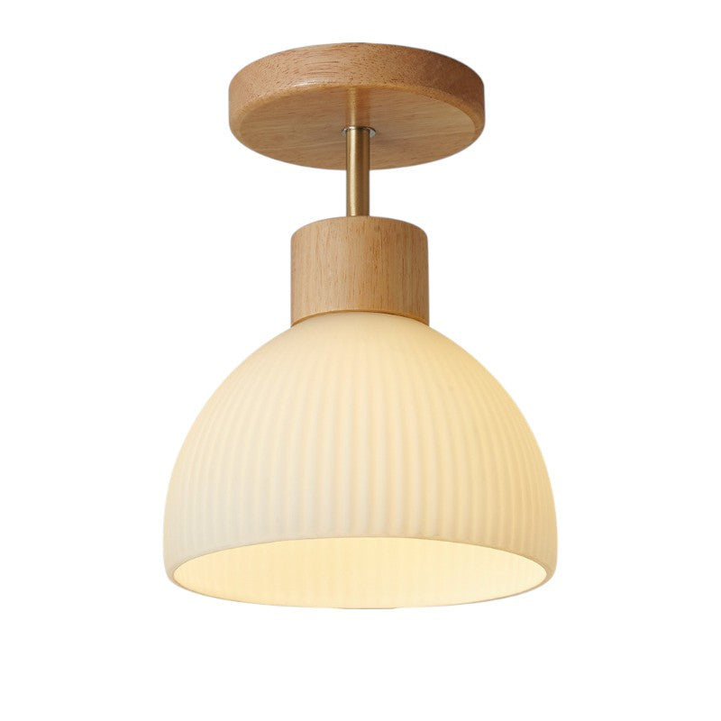 Ailse Modern LED Ceiling Lamp with Natural Wood & Glass Design