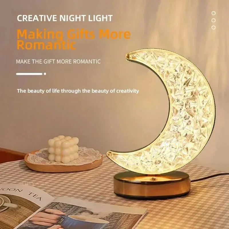 Stellora | 3D Crystal LED Night Light with Rechargeable Touch-Dimming Lamp