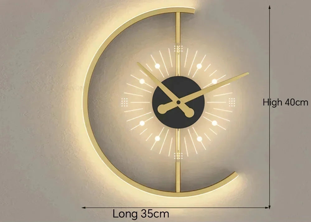 Lunaris Post-Modern LED Wall Lamp with Integrated Clock