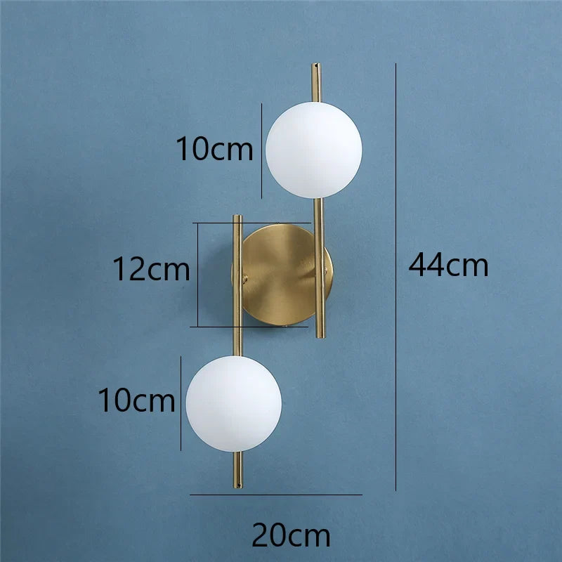 Astra Wall Light | Modern Dual-Globe Gold Fixture