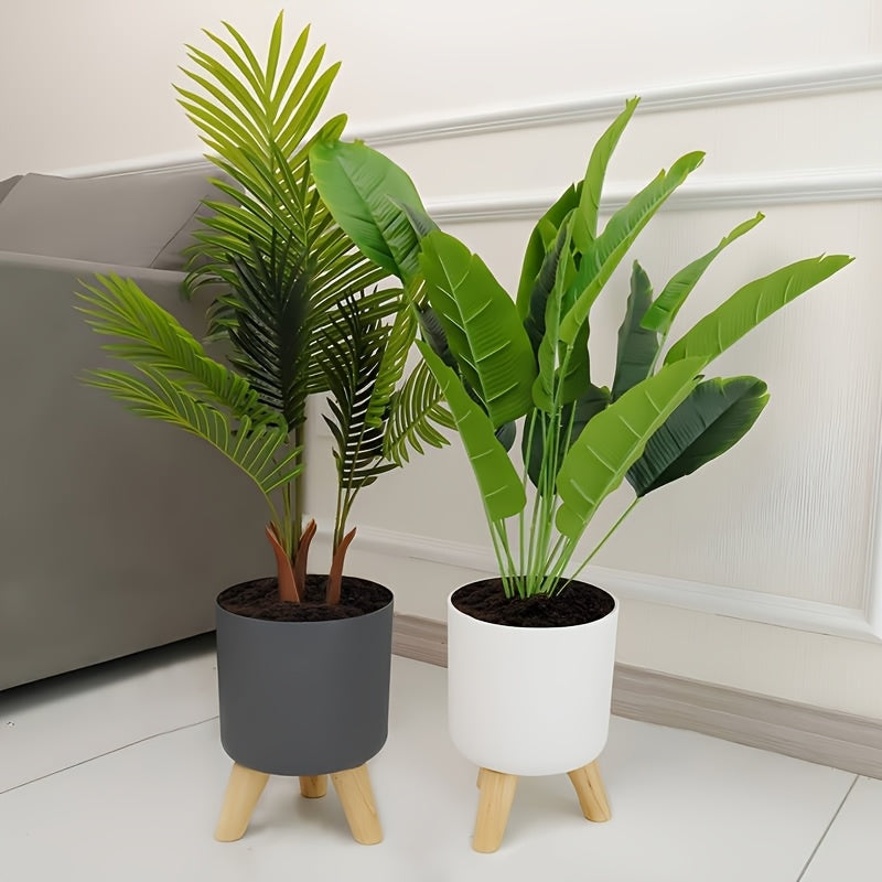 Modern Round Planter with Wooden Legs | Stylish Indoor & Outdoor Decorative Plant Pot