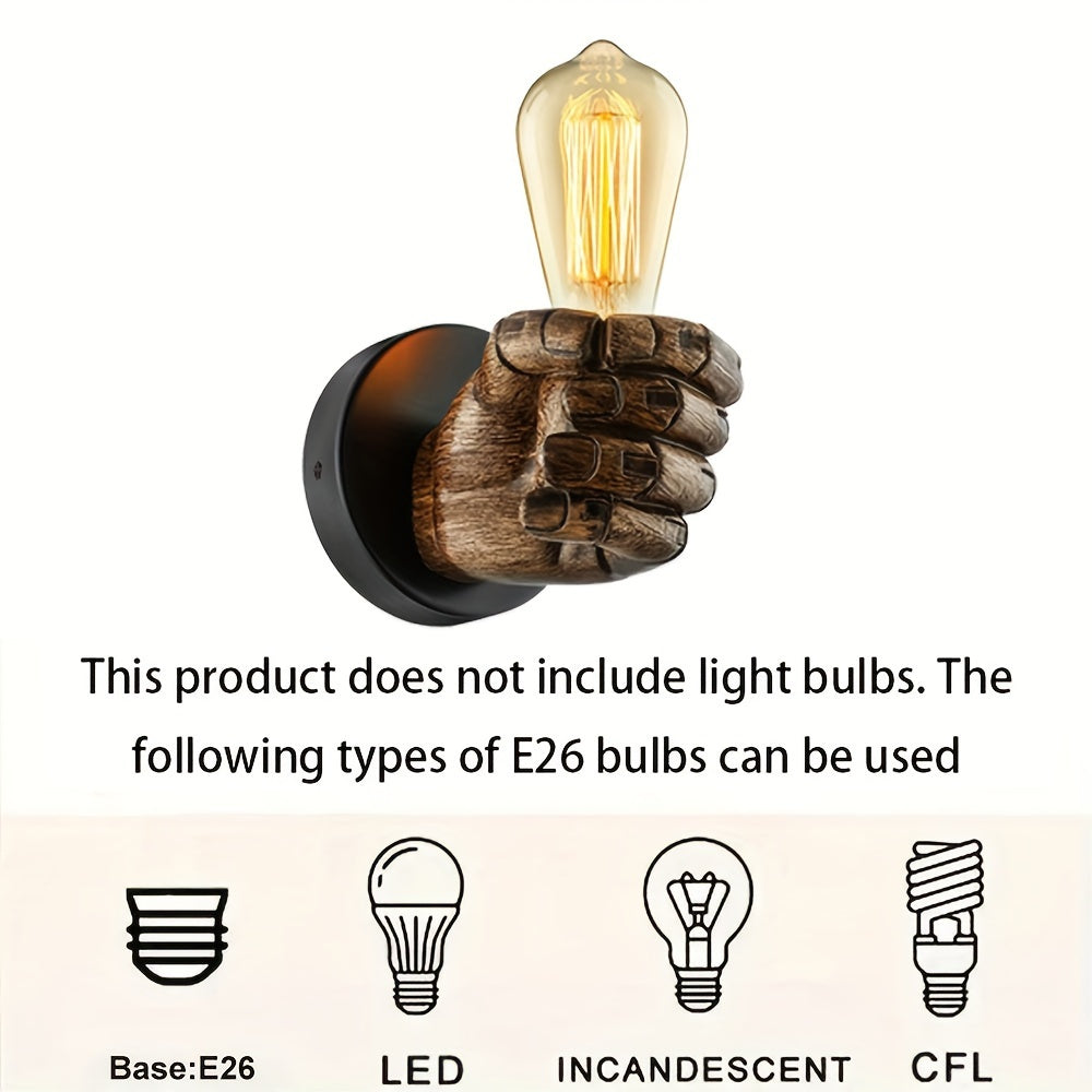 Industrial Hand-Shaped Wall Lamp | Resin E26 Wall Sconce