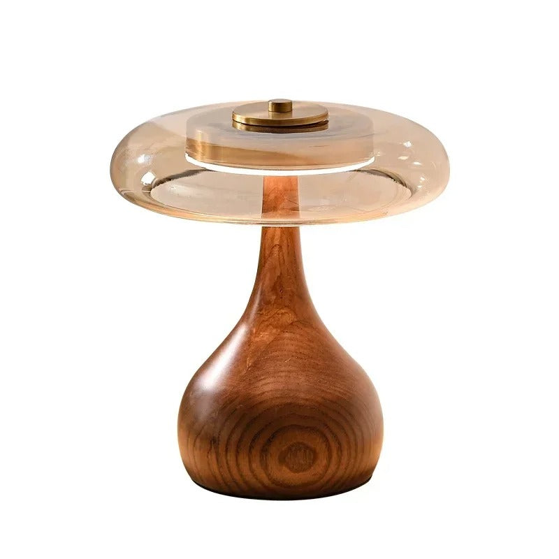 Andi Glass Table Lamp | Elegant Modern Brass & Wood Accent Light