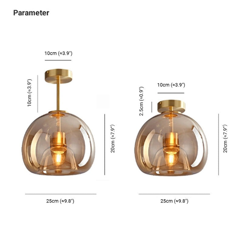 Vintage Bubble Glass Ceiling Light | Retro Amber Pendant Lamp