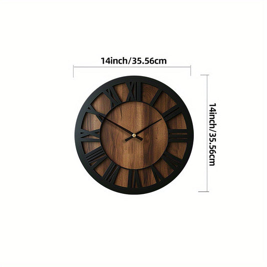 Vintage Wooden Wall Clock with Elegant Roman Numeral Design