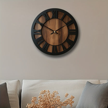 Vintage Wooden Wall Clock with Elegant Roman Numeral Design