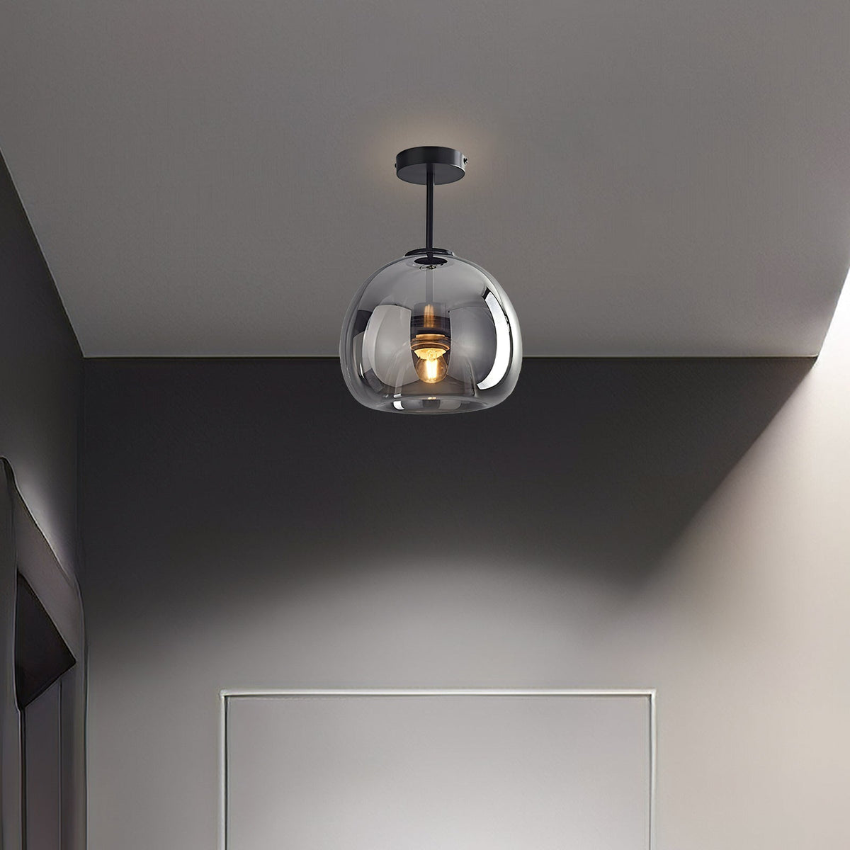 Vintage Bubble Glass Ceiling Light | Retro Amber Pendant Lamp