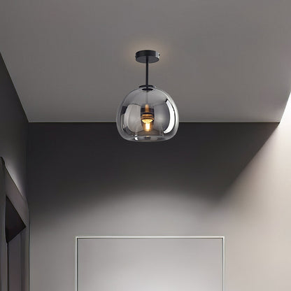 Vintage Bubble Glass Ceiling Light | Retro Amber Pendant Lamp