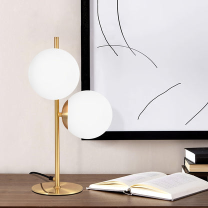 Modern Golden Table Lamp with Elegant White Glass Globe Design