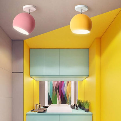 Nordic Macaron Ceiling Light | Modern Round Aluminum Pendant Lamp