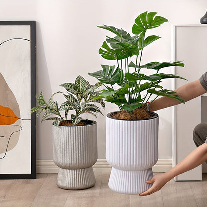 White Self-Watering Flower Pot – Modern Wine Glass-Style Planter with Water Level Indicator