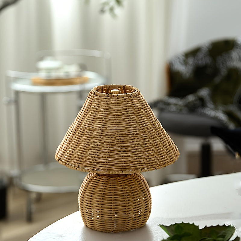 Bamboo Woven Desk Lamp | USB-Powered Boho Ambient Accent Light
