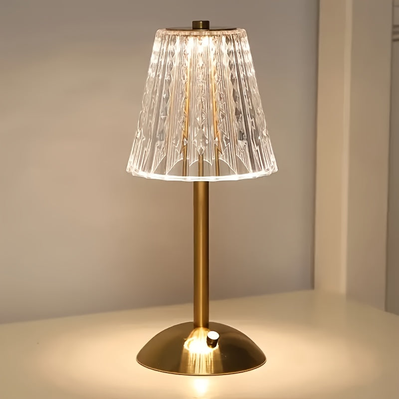 Crystal Touch Table Lamp with USB Rechargeable Convenience