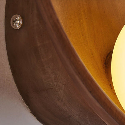 Modern Minimalist Round Wall Sconce – Resin & Iron Accent Lighting
