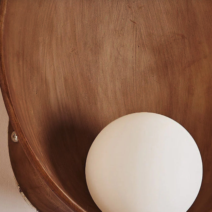 Modern Minimalist Round Wall Sconce – Resin & Iron Accent Lighting
