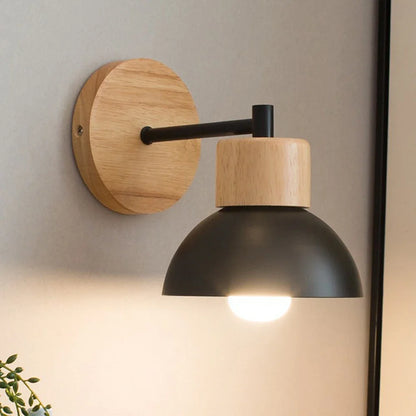 Modern Nordic Wood & Metal Wall Lamp – Stylish Bedside Light