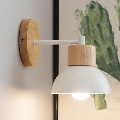 Modern Nordic Wood & Metal Wall Lamp – Stylish Bedside Light