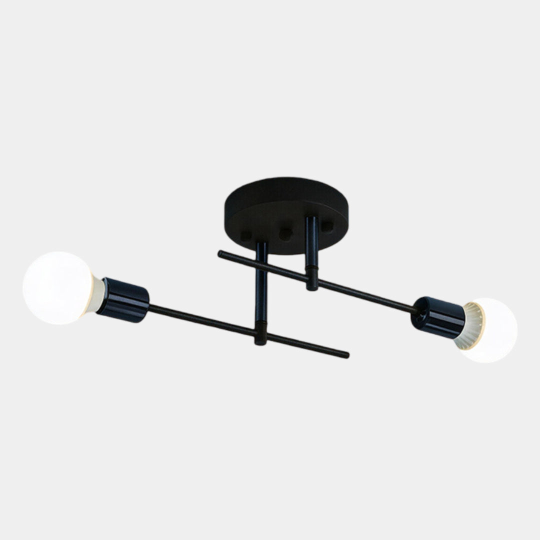 Modern Black & Gold 2-Light Flush Mount Ceiling Chandelier