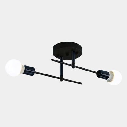 Modern Black & Gold 2-Light Flush Mount Ceiling Chandelier