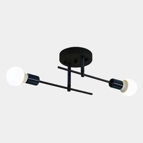 Modern Black & Gold 2-Light Flush Mount Ceiling Chandelier