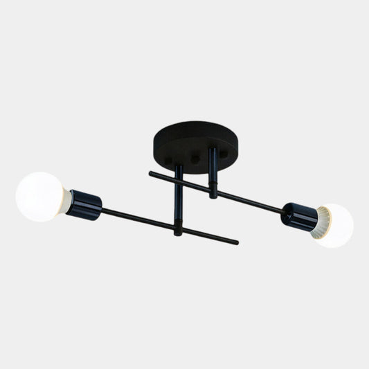 Modern Black & Gold 2-Light Flush Mount Ceiling Chandelier