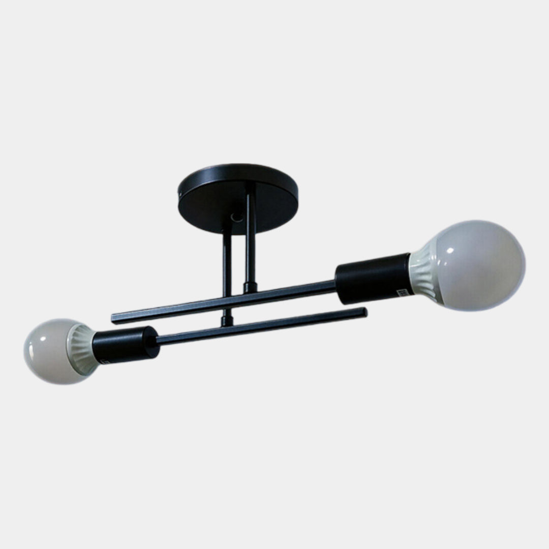 Modern Black & Gold 2-Light Flush Mount Ceiling Chandelier