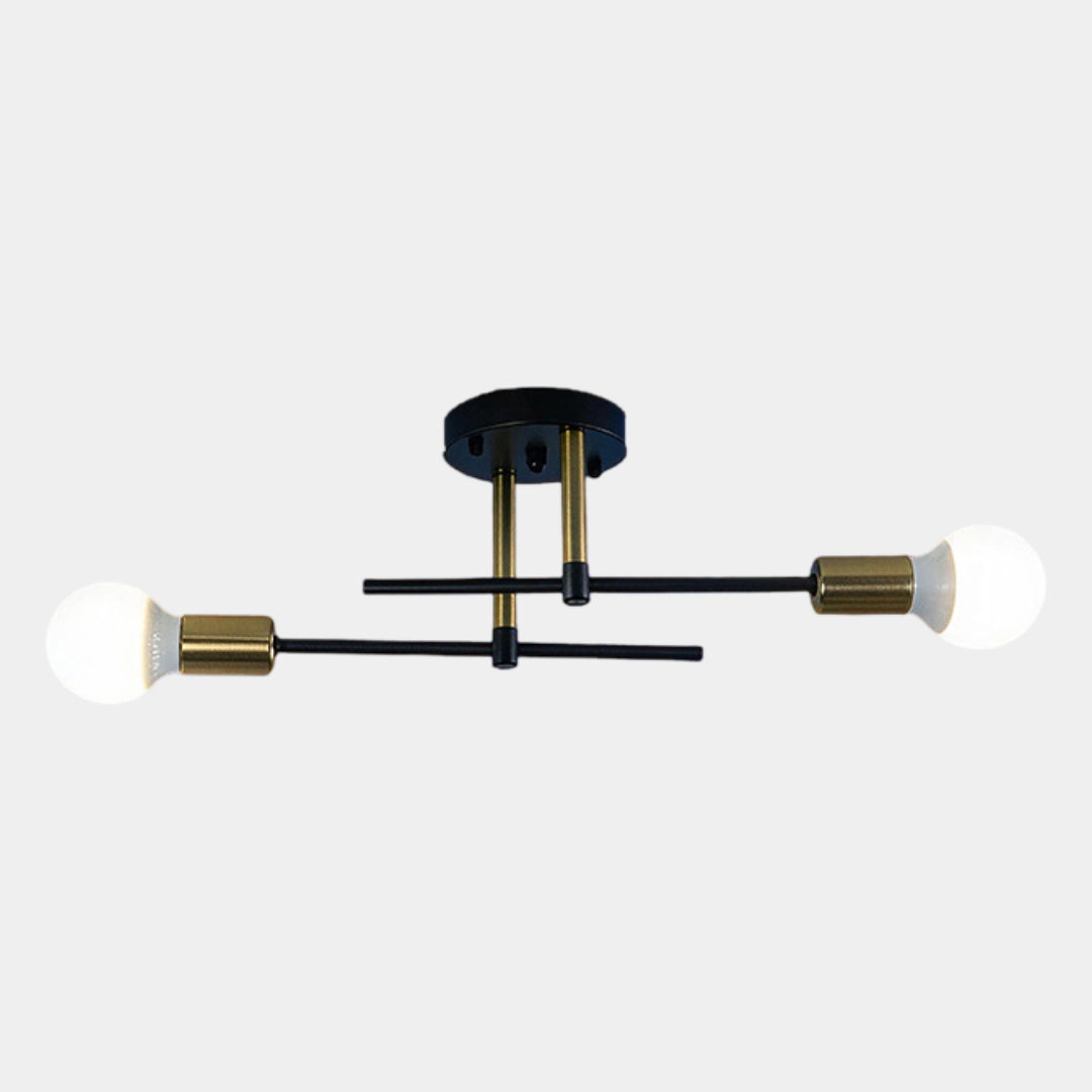 Modern Black & Gold 2-Light Flush Mount Ceiling Chandelier