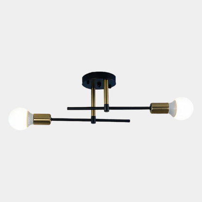 Modern Black & Gold 2-Light Flush Mount Ceiling Chandelier