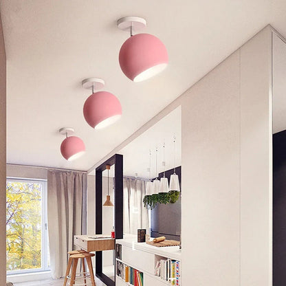 Nordic Macaron Ceiling Light | Modern Round Aluminum Pendant Lamp