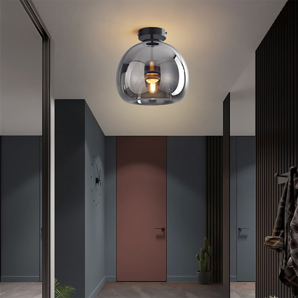 Vintage Bubble Glass Ceiling Light | Retro Amber Pendant Lamp