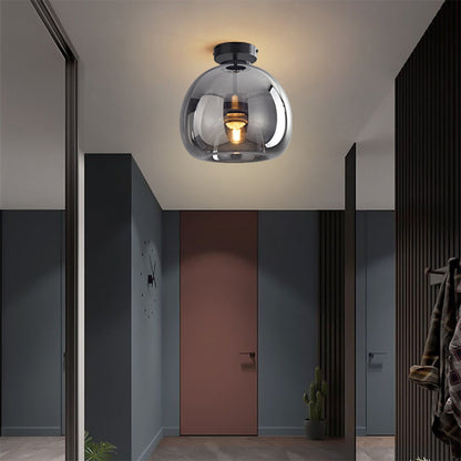 Vintage Bubble Glass Ceiling Light | Retro Amber Pendant Lamp