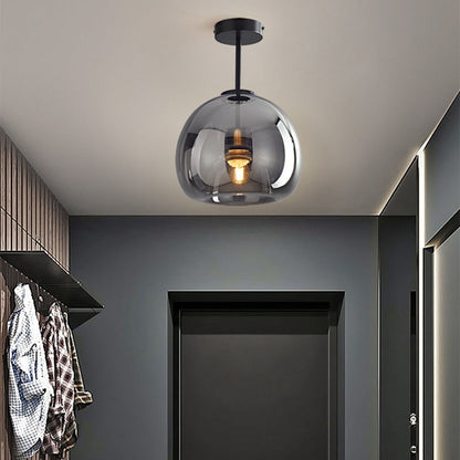 Vintage Bubble Glass Ceiling Light | Retro Amber Pendant Lamp