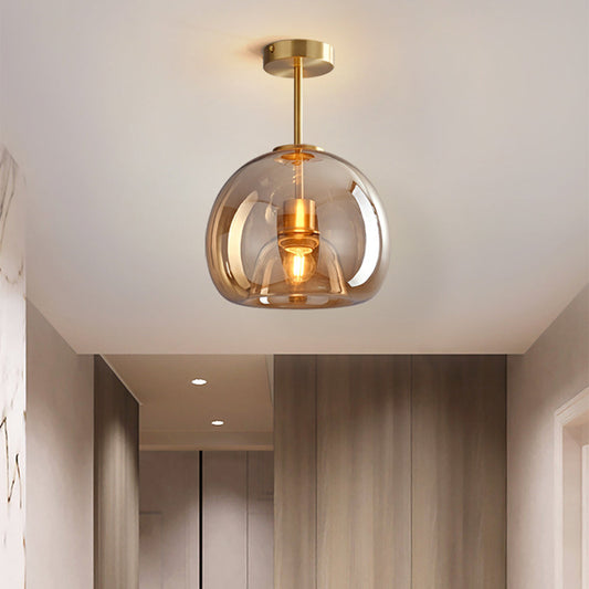 Vintage Bubble Glass Ceiling Light | Retro Amber Pendant Lamp