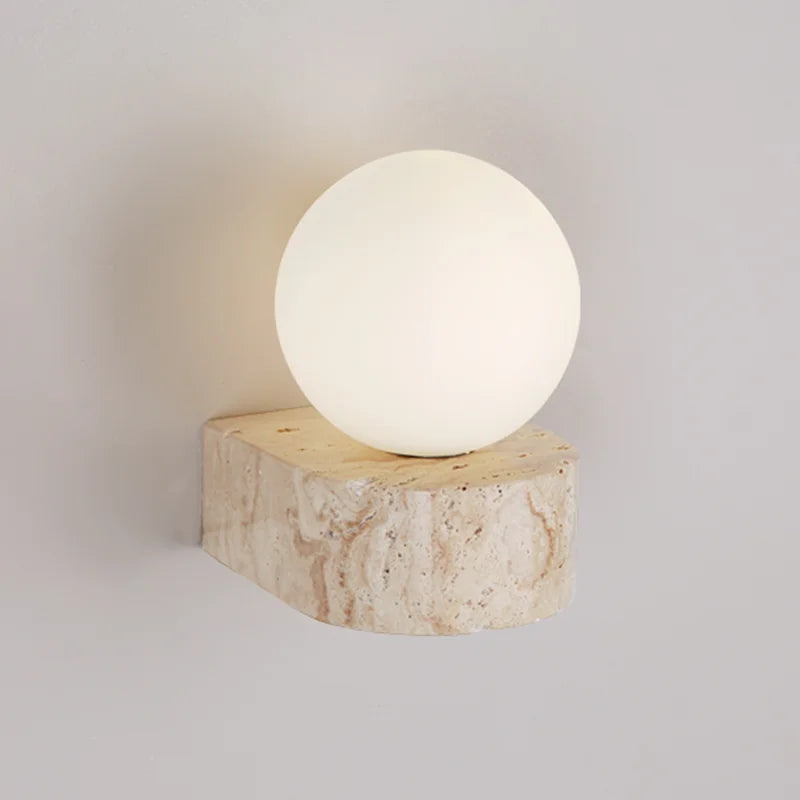 Modern Japanese-Style Travertine Stone LED Wall Sconce