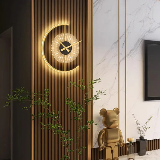Lunaris Post-Modern LED Wall Lamp with Integrated Clock