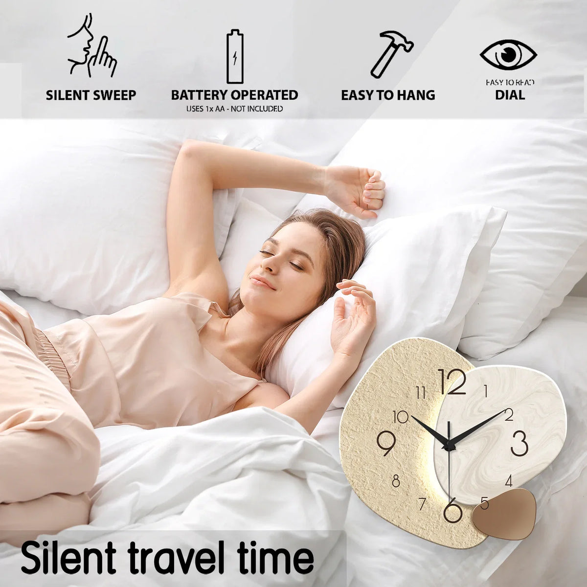 TempoStone Modern Minimalist Wall Clock – Silent Quartz Movement