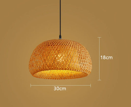 Handwoven Natural Bamboo Pendant Light | Elegant Rattan Ceiling Fixture