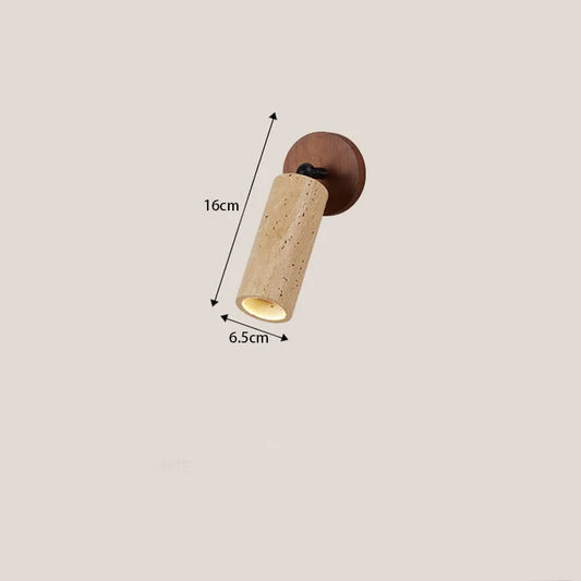 Huangdong Wabi-Sabi Wall Lamp | Travertine & Natural Wood Sconce