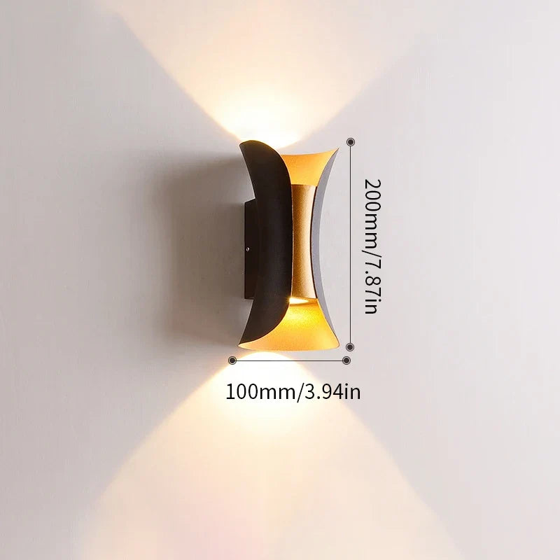 Modern Black & Gold Waterproof LED Wall Light – Stylish Up & Down Lamp