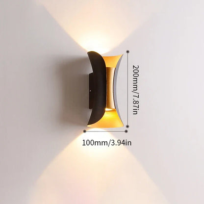 Modern Black & Gold Waterproof LED Wall Light – Stylish Up & Down Lamp