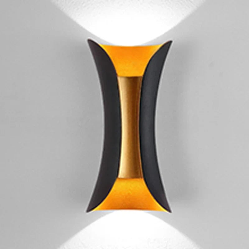 Modern Black & Gold Waterproof LED Wall Light – Stylish Up & Down Lamp