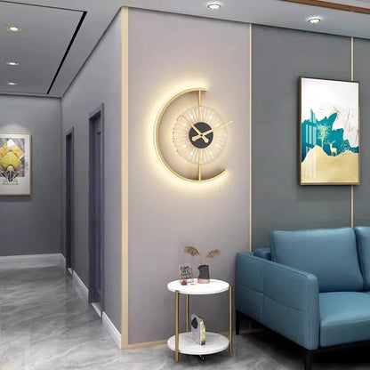 Lunaris Post-Modern LED Wall Lamp with Integrated Clock